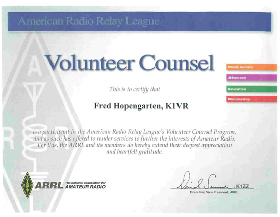 ARRL Volunteer Counsel